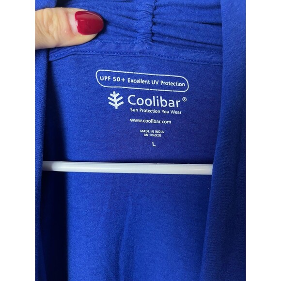 Coolibar Cardigan Womens Large Blue Open Front Wrap UPF 50+ Sun Protection Drape - Picture 4 of 8